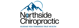 Logo for Northside Chiropractic featuring a stylized blue mountain with a curved arc above, bold black lettering for the business name, and the tagline 'Guiding You Towards True Health' in blue